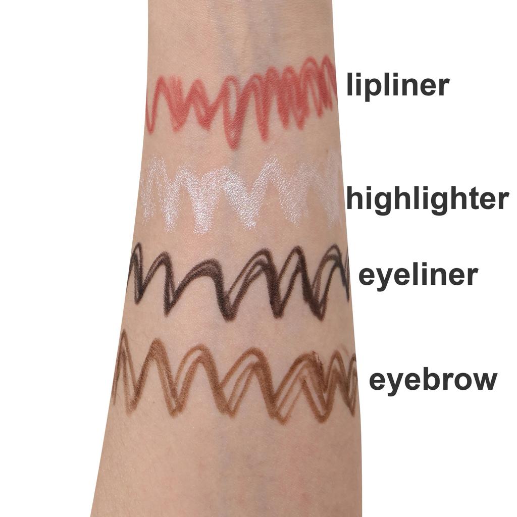 Multi-effect 4 In 1 Eyeliner Eyebrow Pencil Contour Pen Long Lasting Waterproof for girls, eyeliner lipstick highlighter brow liner all in one (Random Color)